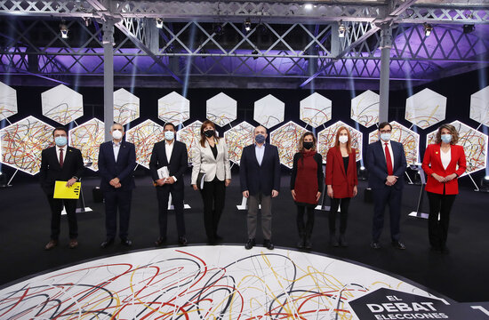 Candidates from the nine parties ahead of an election debate on 'La Sexta', February 11, 2021